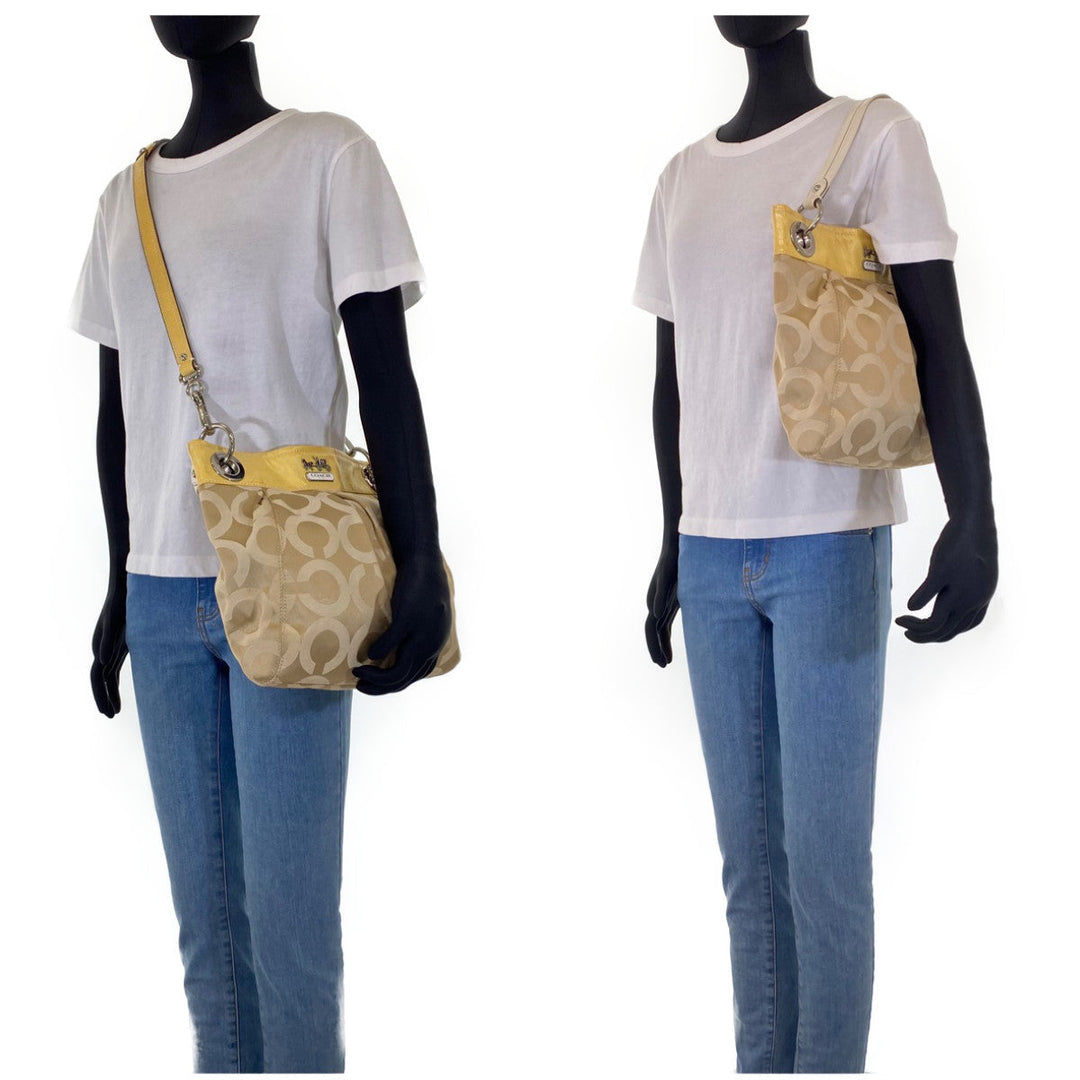 COACH Shoulder Bag A1069-14579 canvas beige Op art