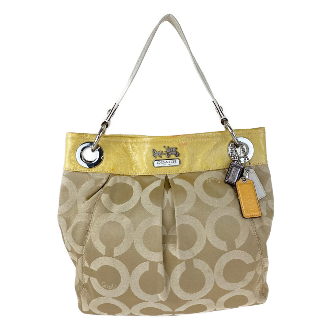 COACH Shoulder Bag A1069-14579 canvas beige Op art