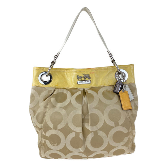 COACH Shoulder Bag A1069-14579 canvas beige Op art