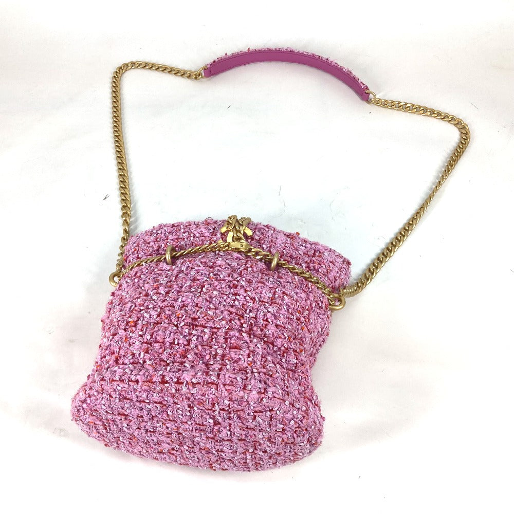 CHANEL Shoulder Bag tweed pink 2022Stainless Steel CC COCO Mark Chain Women Used Authentic