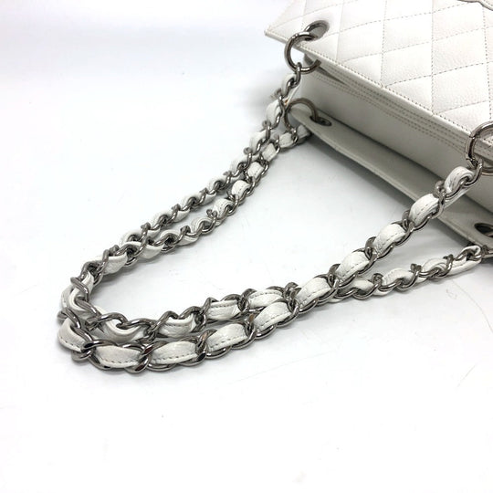CHANEL Handbag Caviar skin white CC COCO Mark Matelasse