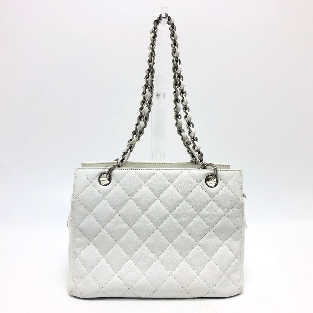 CHANEL Handbag Caviar skin white CC COCO Mark Matelasse