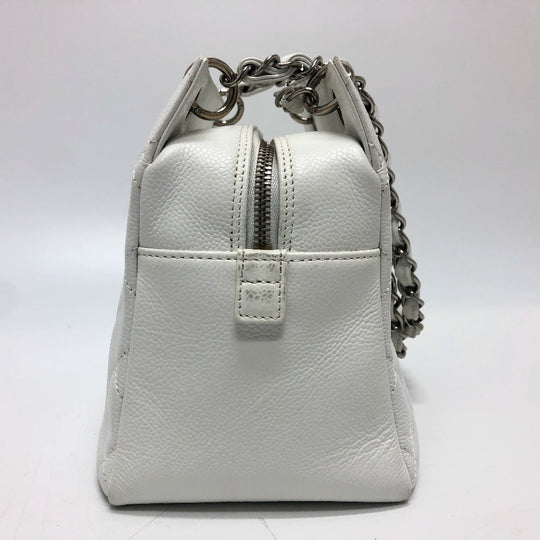 CHANEL Handbag Caviar skin white CC COCO Mark Matelasse