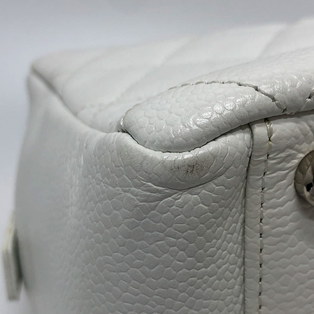 CHANEL Handbag Caviar skin white CC COCO Mark Matelasse