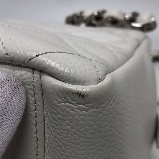 CHANEL Handbag Caviar skin white CC COCO Mark Matelasse