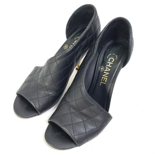 CHANEL pumps G30050 leather black shoes Matrasse quilting Women 37 Used Authentic
