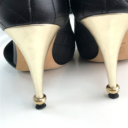 CHANEL pumps G30050 leather black shoes Matrasse quilting Women 37 Used Authentic