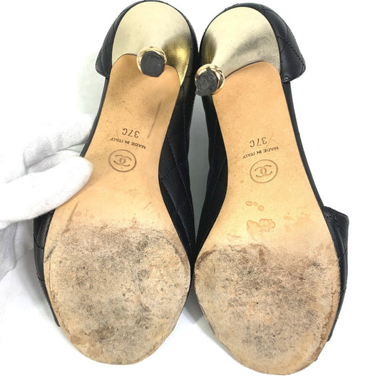 CHANEL pumps G30050 leather black shoes Matrasse quilting Women 37 Used Authentic