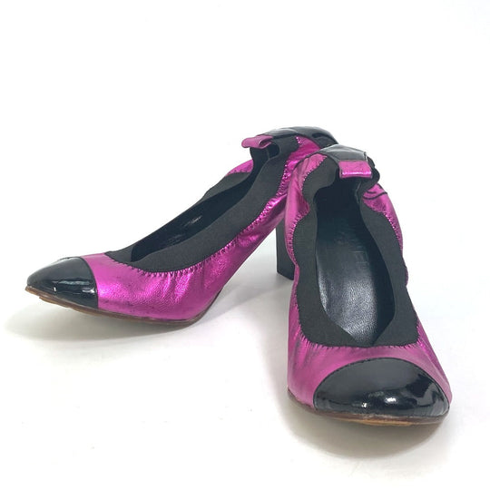 CHANEL pumps leather pink Heel shoes CC COCO Mark Women 36 Used Authentic