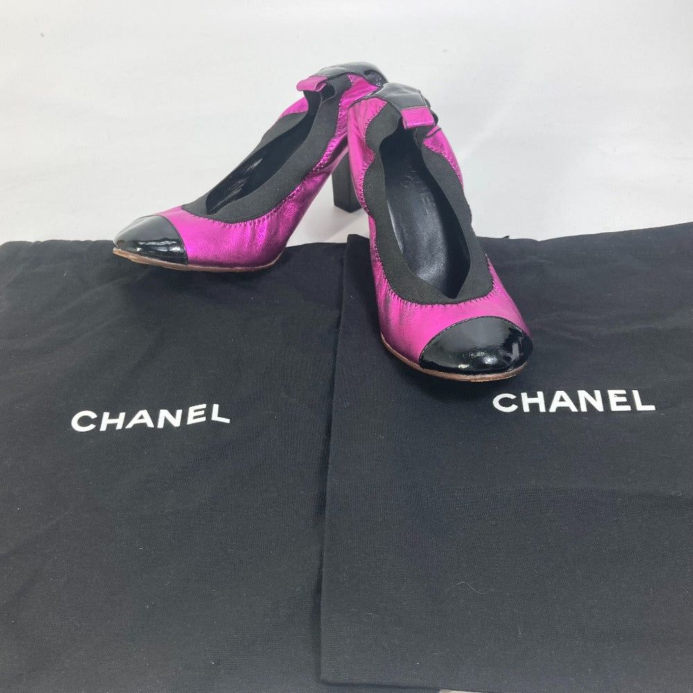 CHANEL pumps leather pink Heel shoes CC COCO Mark Women 36 Used Authentic