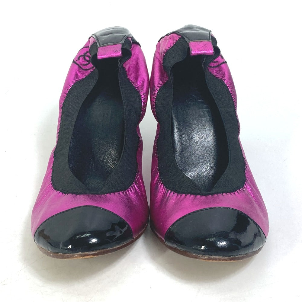 CHANEL pumps leather pink Heel shoes CC COCO Mark Women 36 Used Authentic