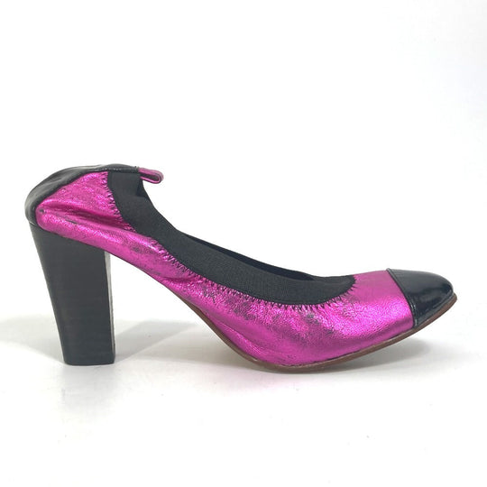 CHANEL pumps leather pink Heel shoes CC COCO Mark Women 36 Used Authentic