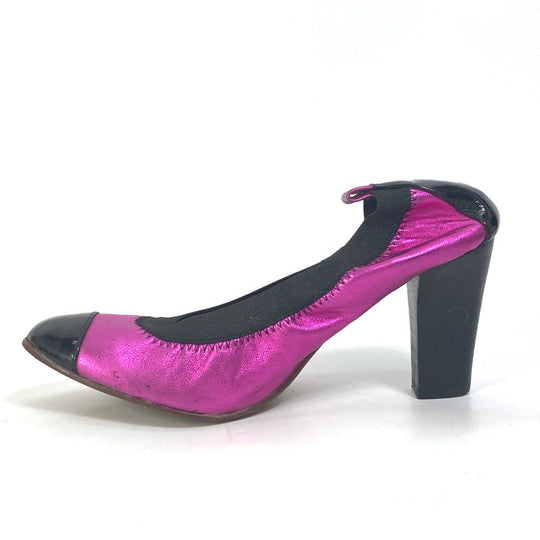 CHANEL pumps leather pink Heel shoes CC COCO Mark Women 36 Used Authentic