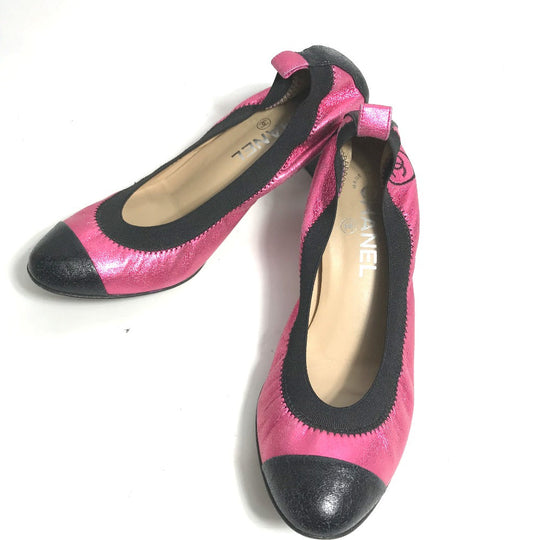 CHANEL pumps G26643 leather pink Metallic CC COCO Mark Women 37.5 Used Authentic