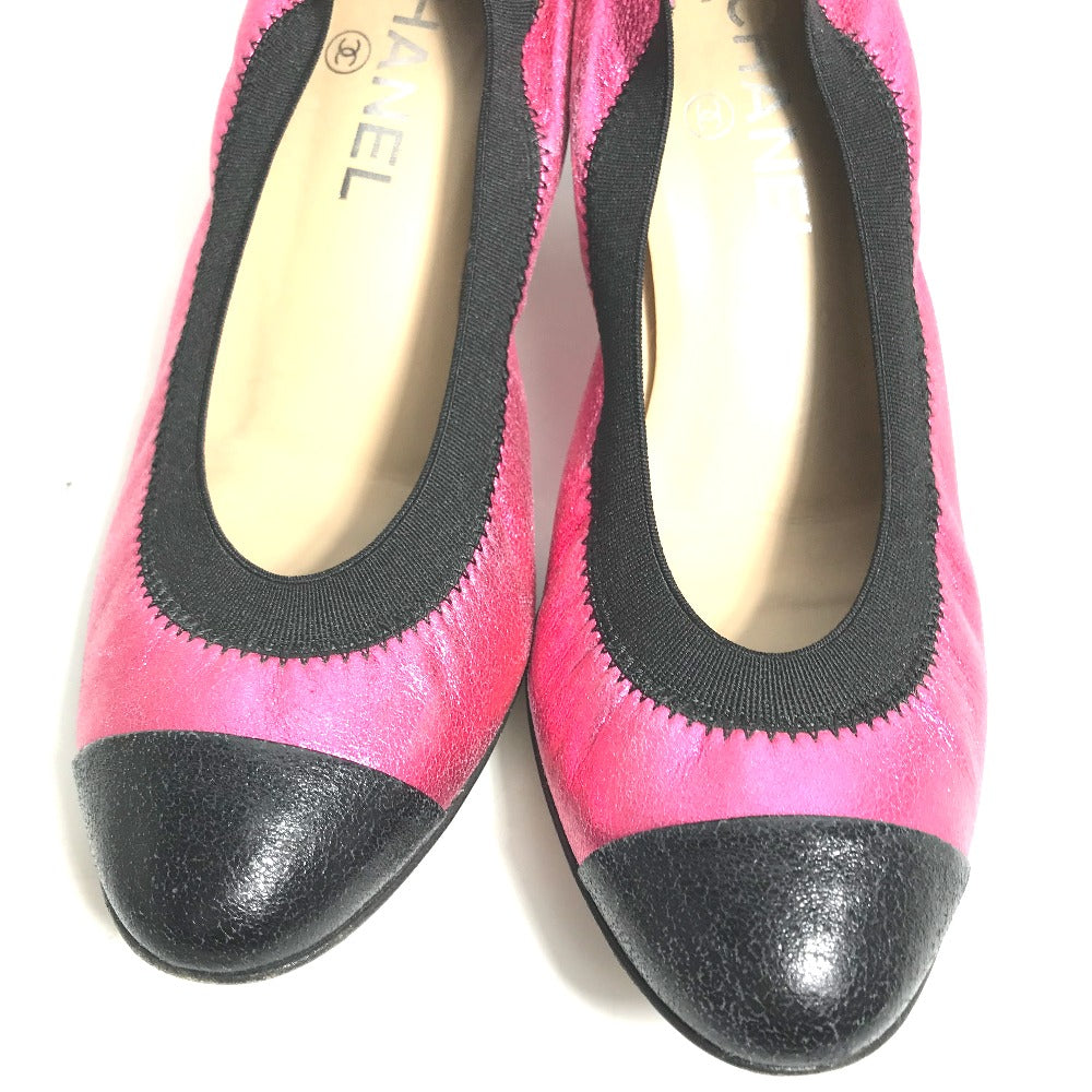 CHANEL pumps G26643 leather pink Metallic CC COCO Mark Women 37.5 Used Authentic
