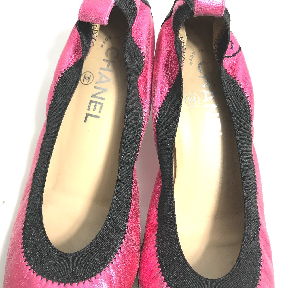 CHANEL pumps G26643 leather pink Metallic CC COCO Mark Women 37.5 Used Authentic