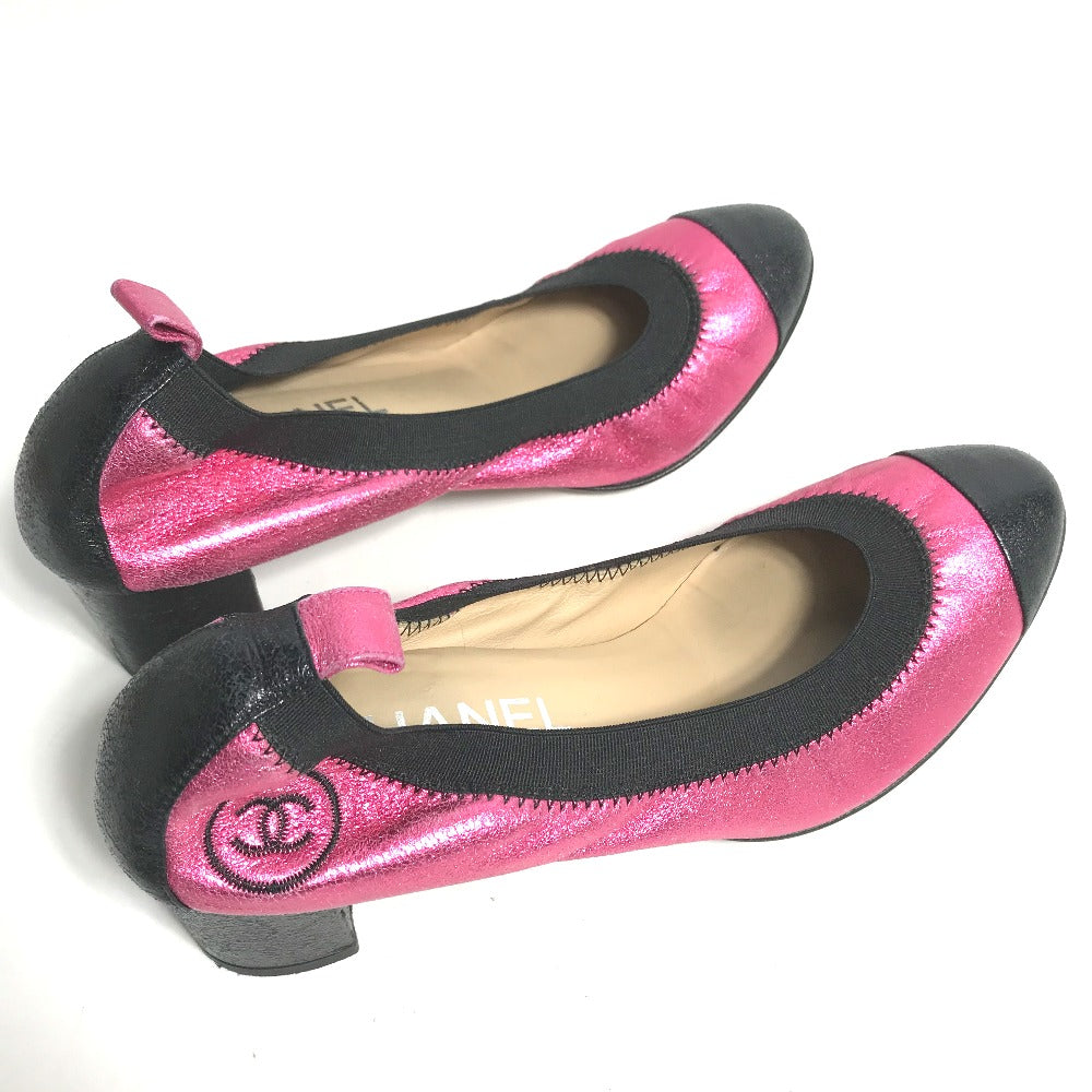 CHANEL pumps G26643 leather pink Metallic CC COCO Mark Women 37.5 Used Authentic