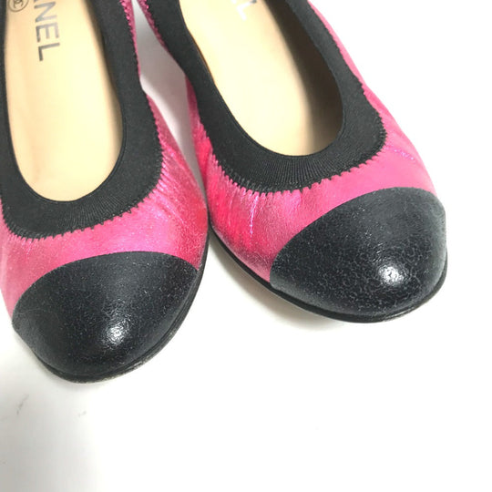 CHANEL pumps G26643 leather pink Metallic CC COCO Mark Women 37.5 Used Authentic
