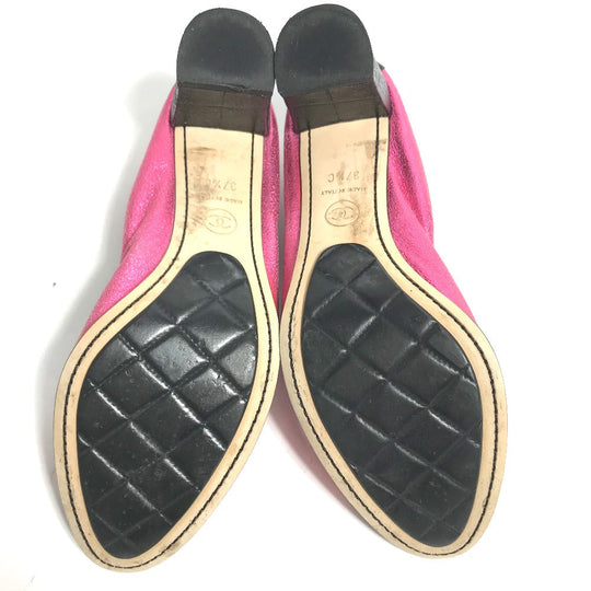 CHANEL pumps G26643 leather pink Metallic CC COCO Mark Women 37.5 Used Authentic