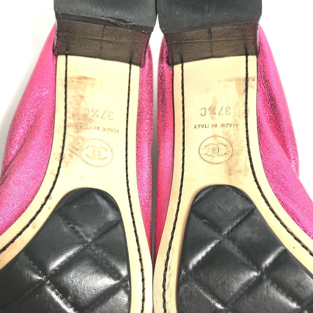 CHANEL pumps G26643 leather pink Metallic CC COCO Mark Women 37.5 Used Authentic