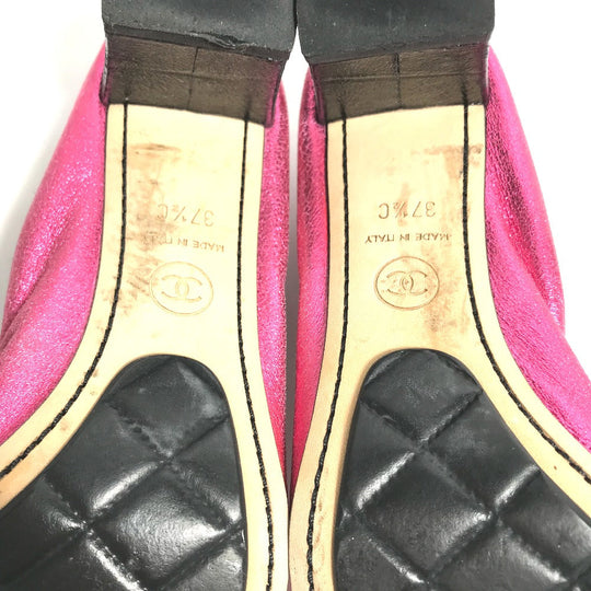 CHANEL pumps G26643 leather pink Metallic CC COCO Mark Women 37.5 Used Authentic