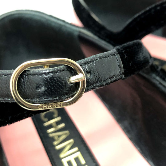 CHANEL pumps G39604 Lambskin, Velour pink 22K Merry Jane Women 38 Used Authentic
