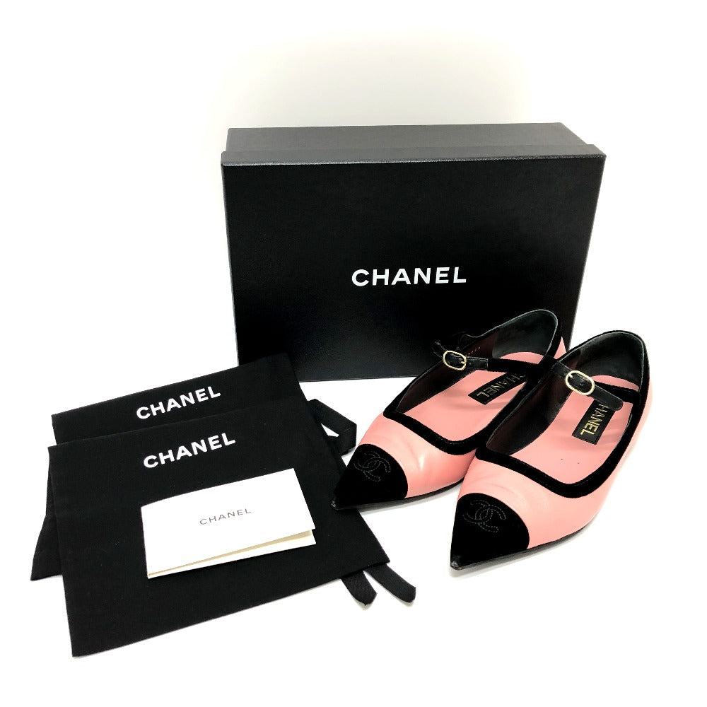 CHANEL pumps G39604 Lambskin, Velour pink 22K Merry Jane Women 38 Used Authentic