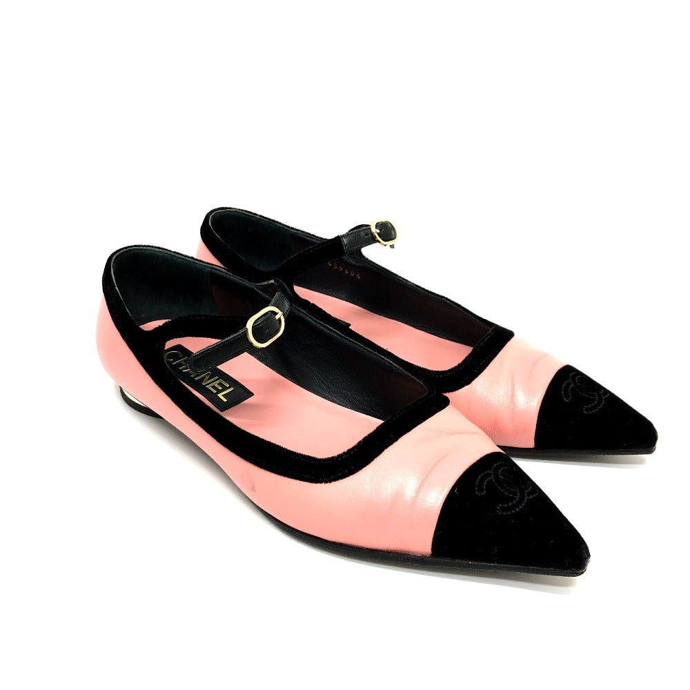 CHANEL pumps G39604 Lambskin, Velour pink 22K Merry Jane Women 38 Used Authentic