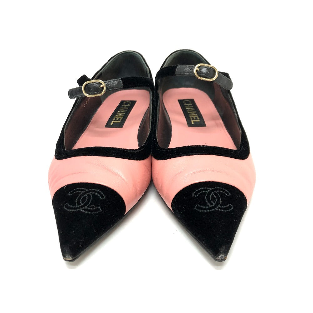CHANEL pumps G39604 Lambskin, Velour pink 22K Merry Jane Women 38 Used Authentic