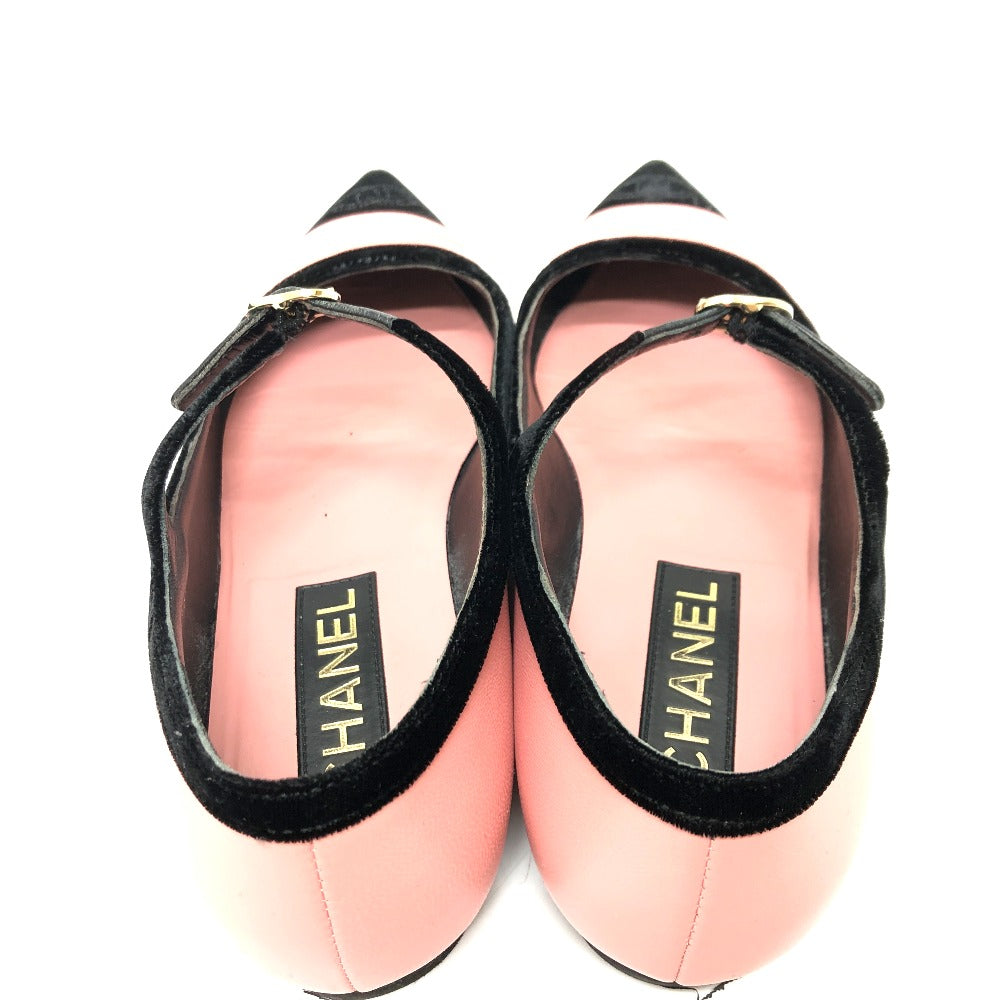 CHANEL pumps G39604 Lambskin, Velour pink 22K Merry Jane Women 38 Used Authentic