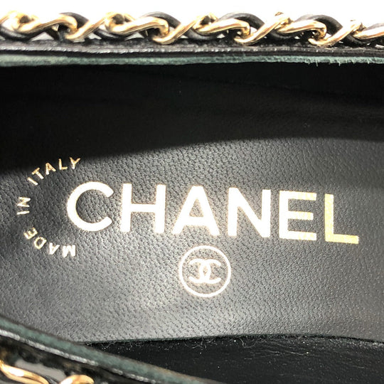 CHANEL pumps G35386 leather black 20C CC COCO Mark Chain 35  1/2C