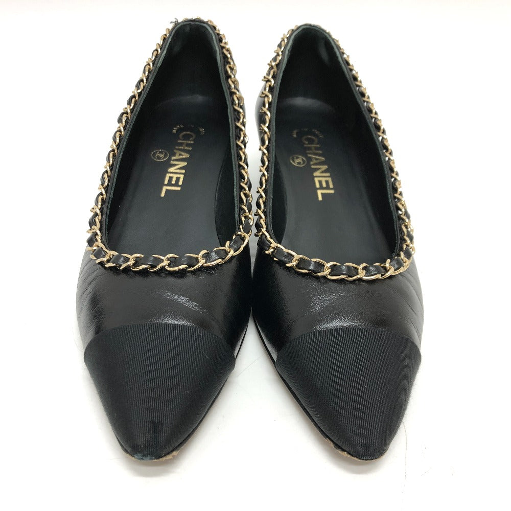 CHANEL pumps G35386 leather black 20C CC COCO Mark Chain 35  1/2C