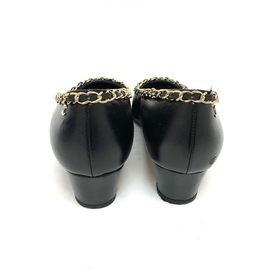 CHANEL pumps G35386 leather black 20C CC COCO Mark Chain 35  1/2C