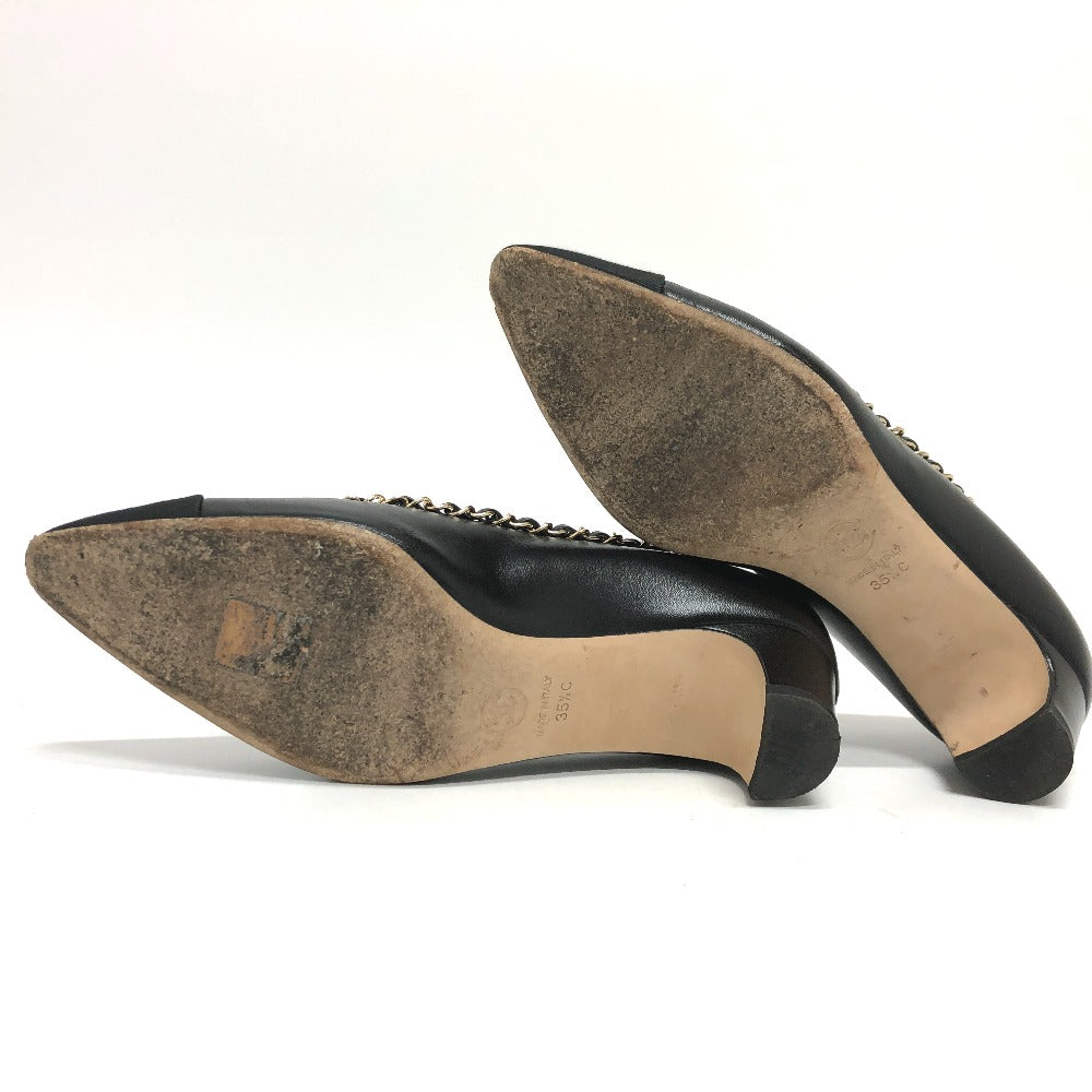 CHANEL pumps G35386 leather black 20C CC COCO Mark Chain 35  1/2C
