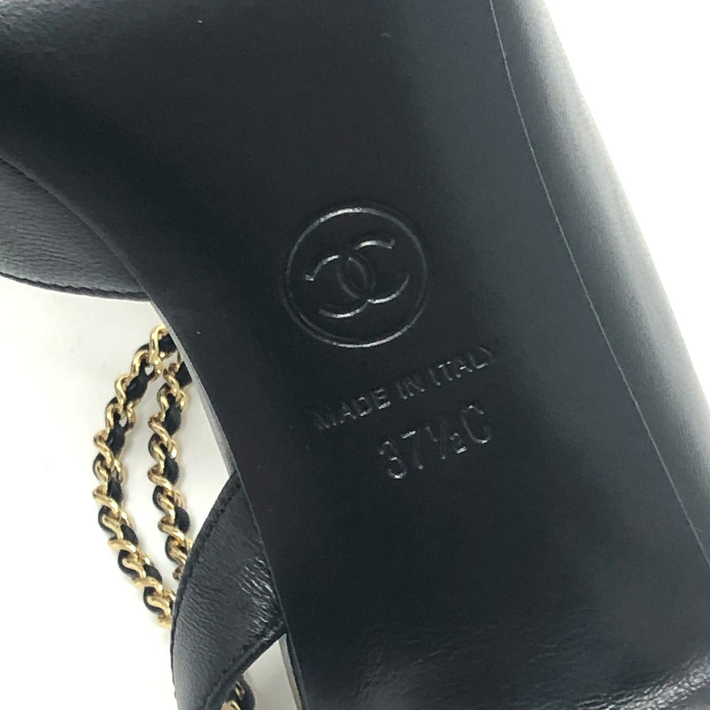 CHANEL pumps G45092 leather black 23A Chain 37 1/2