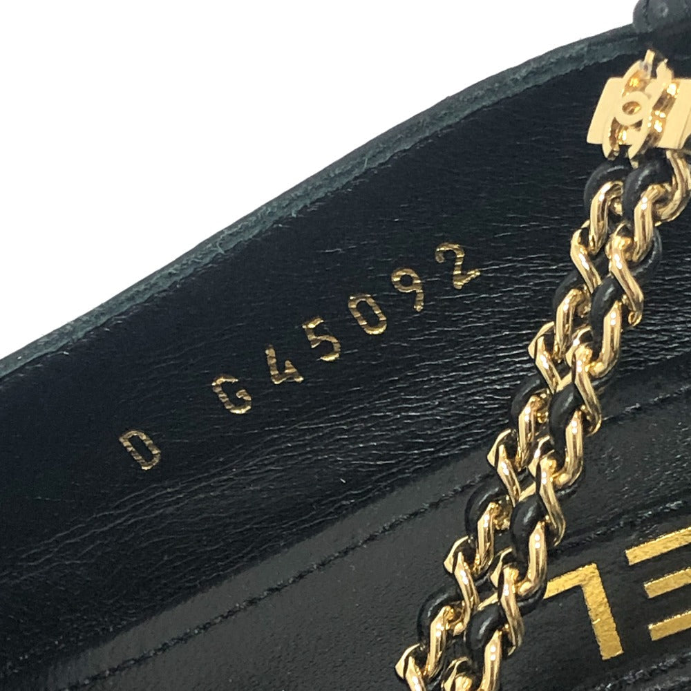 CHANEL pumps G45092 leather black 23A Chain 37 1/2
