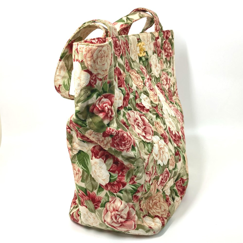 CHANEL Tote Bag canvas pink Floral Flower CC COCO Mark Women Used Authentic