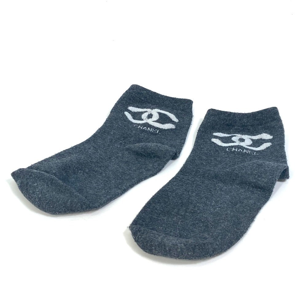 CHANEL socks cotton gray CC COCO Mark socks Women Used Authentic
