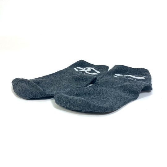 CHANEL socks cotton gray CC COCO Mark socks Women Used Authentic