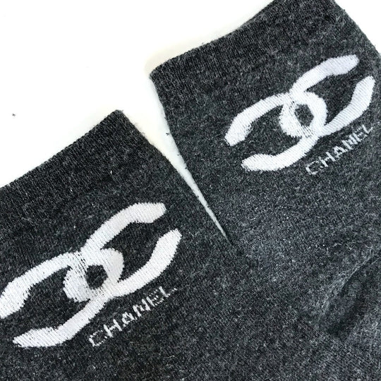 CHANEL socks cotton gray CC COCO Mark socks Women Used Authentic