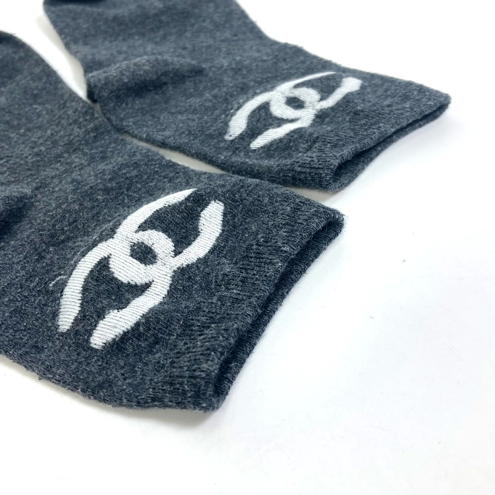 CHANEL socks cotton gray CC COCO Mark socks Women Used Authentic