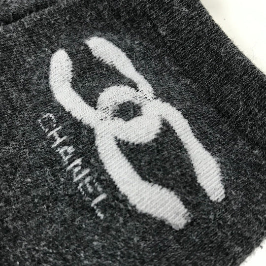 CHANEL socks cotton gray CC COCO Mark socks Women Used Authentic