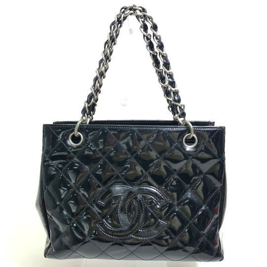 CHANEL Handbag enamel black Tote Bag CC COCO Mark Women Used Authentic