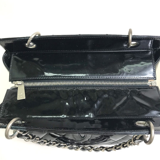 CHANEL Handbag enamel black Tote Bag CC COCO Mark Women Used Authentic