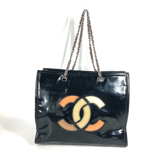 CHANEL Shoulder Bag enamel black CC COCO Mark Shoulder Bag Lipstick Women Used Authentic