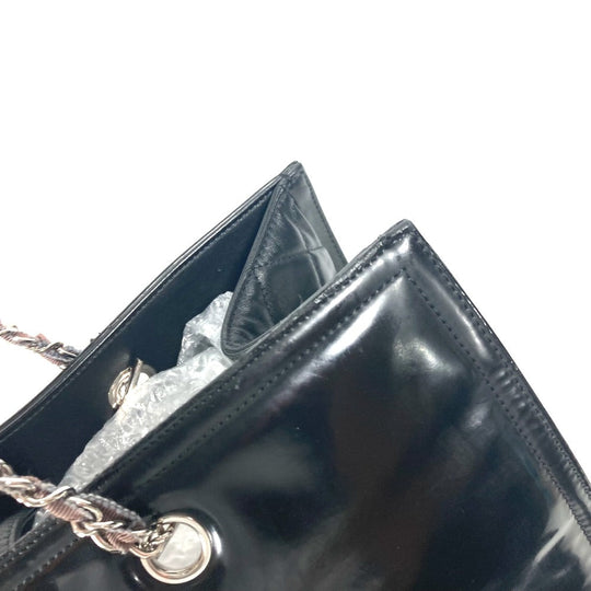 CHANEL Shoulder Bag enamel black CC COCO Mark Shoulder Bag Lipstick Women Used Authentic