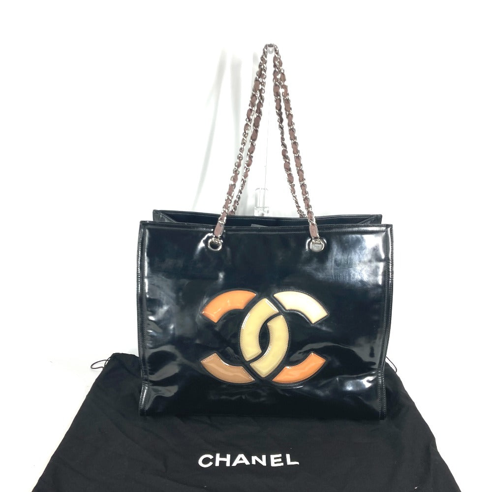 CHANEL Shoulder Bag enamel black CC COCO Mark Shoulder Bag Lipstick Women Used Authentic