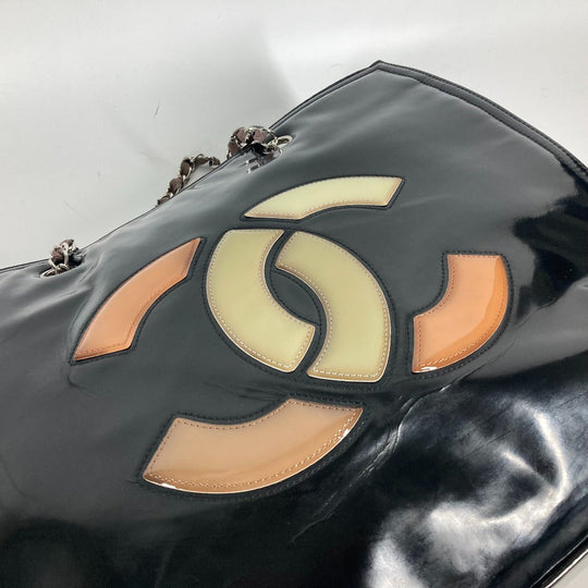 CHANEL Shoulder Bag enamel black CC COCO Mark Shoulder Bag Lipstick Women Used Authentic