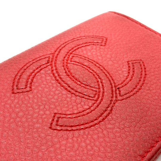 CHANEL Trifold wallet A70796 Caviar skin salmon pink CC COCO Mark W Hook Wallet Small Flap Wallet Women Used Authentic