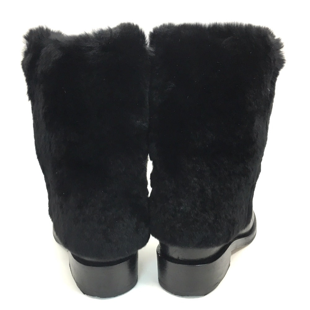 CHANEL boots G31196 leather black CC COCO Mark 15B Women 38 Used Authentic